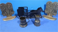 Brass LEX Bookends, Amish Horse & Buggy