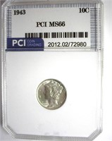 1943 Dime PCI MS66