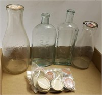 Flat w/ Glass Milk Bottles, Milk Caps, Glass