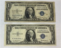 (2) BLUE SEAL ONE DOLLAR BILLS