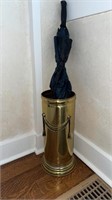 BRASS UMBRELLA  STAND W/ UMBRELLA