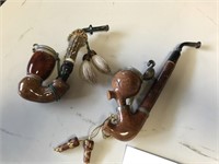 2 OLD UNUSUAL SMOKING PIPES