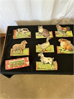 Vintage Animal Cutouts and NOEL Candle Sticks