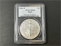 2006-W American Eagle Silver Dollar PCGS MS 69