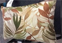 Green & brown floral accent pillow