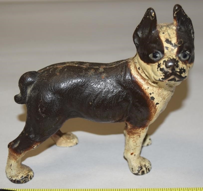 1930's Hubley Cast Iron Boston Terrier Dog Bank
