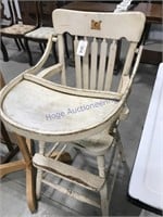 Wood high chair w/ flip tray