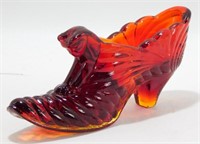* Fenton Ruby Red Glass Shoe