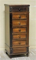 Henri II Style Rosewood Marble Top Side Chest.