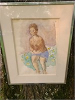 Moses Soyer Water Color Original Seated Woman
