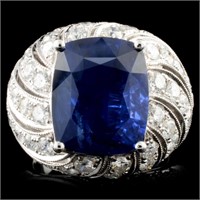 18K Gold Ring with 10.60ct Sapphire & 2.87ctw Diam