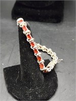 Fire Opal Silver Bracelet 16.26 Grams