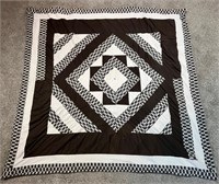 71inx75in Brown Geometric Handmade Quilt