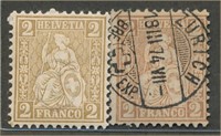 SWITZERLAND #52 & #52a USED AVE-FINE