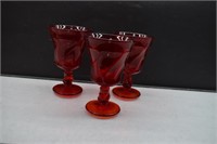 Set of 3 Fostoria Jamestown Red Water Goblets