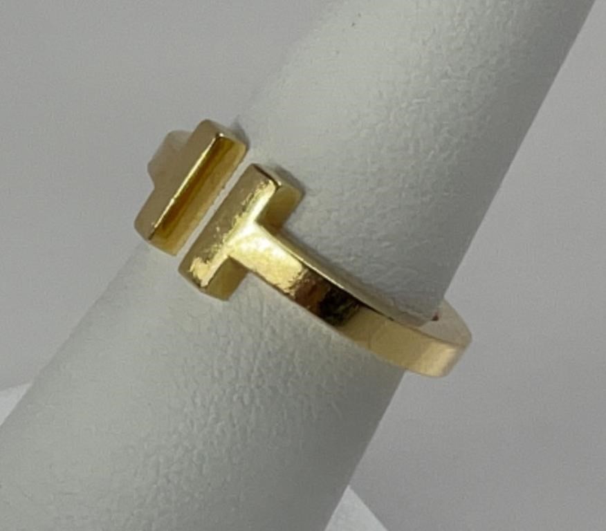 6.4g 18k Gold Tiffany & Co "T" Square Ring