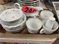Hand painted saucers, mugs, & gravy