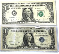 Series of 1935 E and 1977A Error One Dollar Notes
