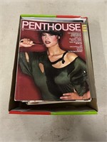 Large box of vintage Penthouse magazines