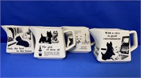 4 ASSORTED BLACK & WHITE WHISKY WATER JUGS