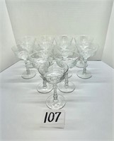 Lot of 11 Etched Glass Cups