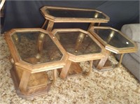 Sofa Table, 3 End Tables w/ Glass Tops