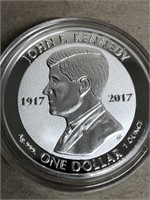 Silver 1 oz. 2017 JFK & Queen Elizabeth $1.00 Coin