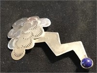 Sterling & Lapis Stone Thundercloud Silver Brooch