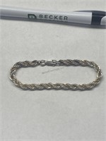 Sterling Silver French Rope Chain Bracelet Marked