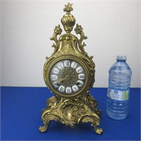 Ornate Brass Mantle Clock 13.25" High