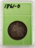 Coin 1861-O Seated Liberty Half Dollar XF+