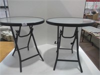 Metal & Glass Folding Tables 18" Diam x 19" High