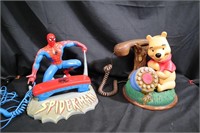 Spiderman & Winnie the Pooh telephones