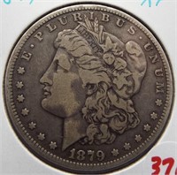 1879 Morgan silver dollar. XF.