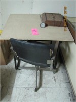 Drafting table 40"x30" w/ office chair & clock