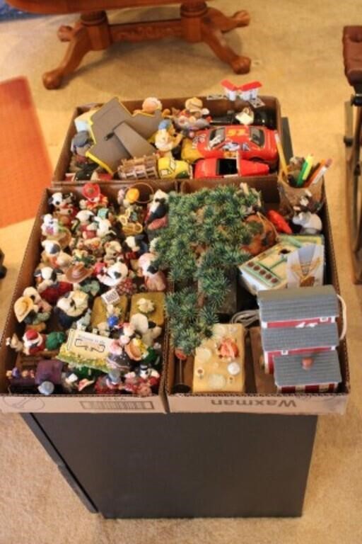 (3) Trays of Collectible Figurines & Related Items