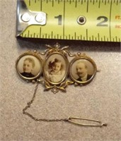 Vintage portrait brooch marked 333 gold