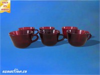 Set of six Ruby red teacups 3 and 1/2 in