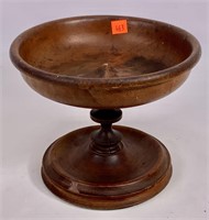 Turned wood apple bowl, 8.75" dia., 7" tall (chips