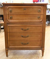 Vintage Bassett 5 drawer tall chest