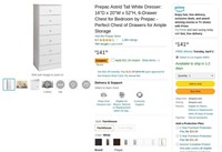 B6121  Prepac Astrid Tall Dresser 16D x 20W x 5