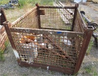 Metal crate with wire sides, 43" x 54"