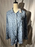 New Calvin Klein blue print button top sz XL $80