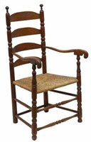 NEW HAMPSHIRE LADDER-BACK ARMCHAIR, 18TH C.