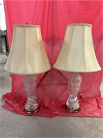 Vintage Clear Glass Set Of 2 Lamps (turn on)