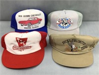 4 assorted baseball hats