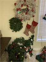 LOT WITH CHRISTMAS WREATHS ETC