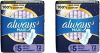 Always Maxi Overnight Pads  Size 5  72 Count