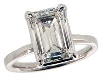 14k Gold 3.01 ct Emerald Cut VS1 Lab Diamond Ring