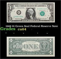 1969 $1 Green Seal Federal Reserve Note  Grades Ch